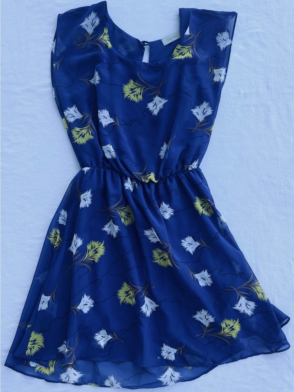 Costa Blanca Blue Floral Dress with Yellow Accents